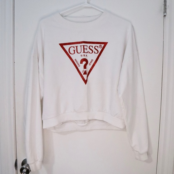 Guess Crewneck Pullover Sweater ~ White - Picture 4 of 4